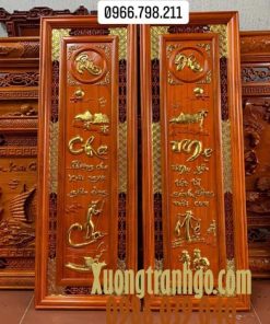 Tranh câu đối cha mẹ bằng gỗ