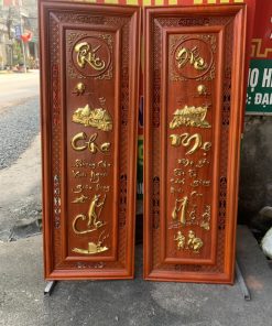 Tranh gỗ câu đối cha mẹ