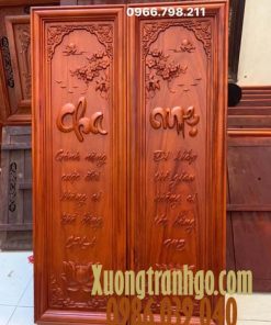 Tranh câu đối cha mẹ bằng gỗ