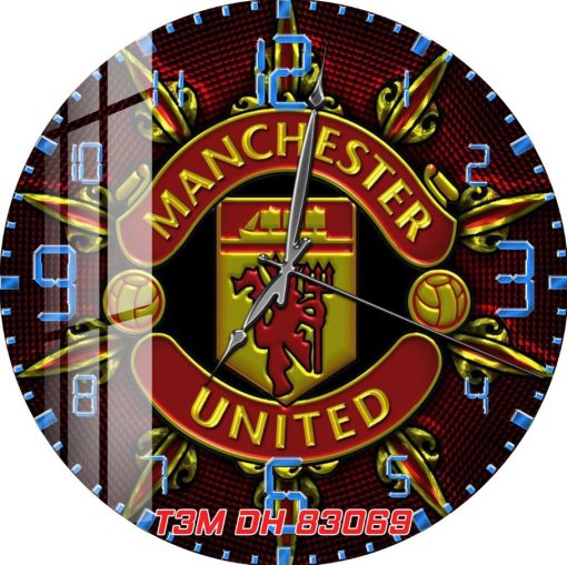 Đồng hồ treo tường tráng gương in uv manchester United FC